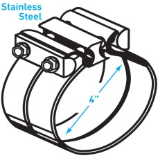 Exhaust Torctite Lap Clamp, Stainless Steel - 4"